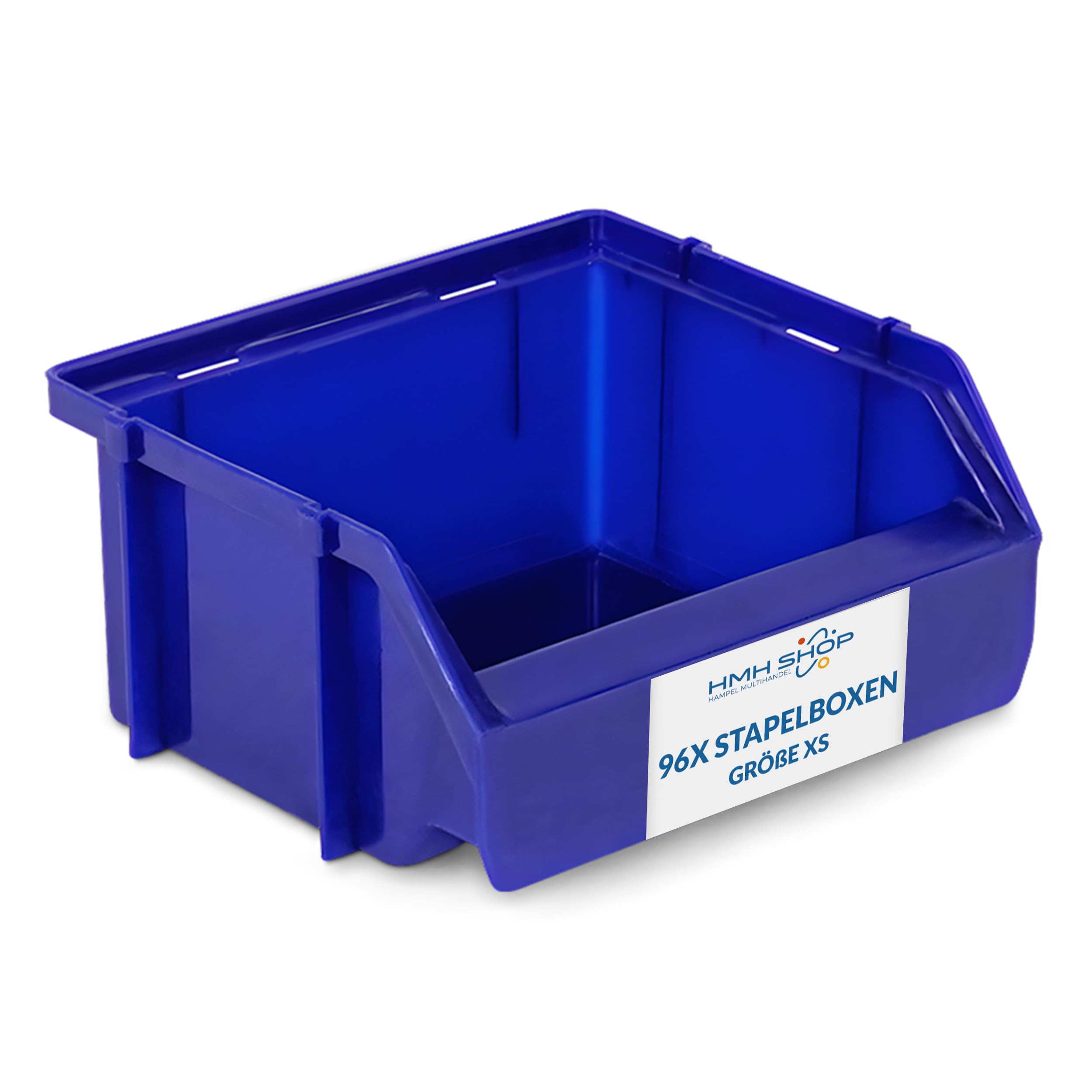 HMH 96x Stapelboxen Größe XS Werkstatt Garage Keller Sichtlagerboxen 90x102x50mm Lagerboxen BLAU Sichtlagerkästen Kleinteile Aufbewahrung