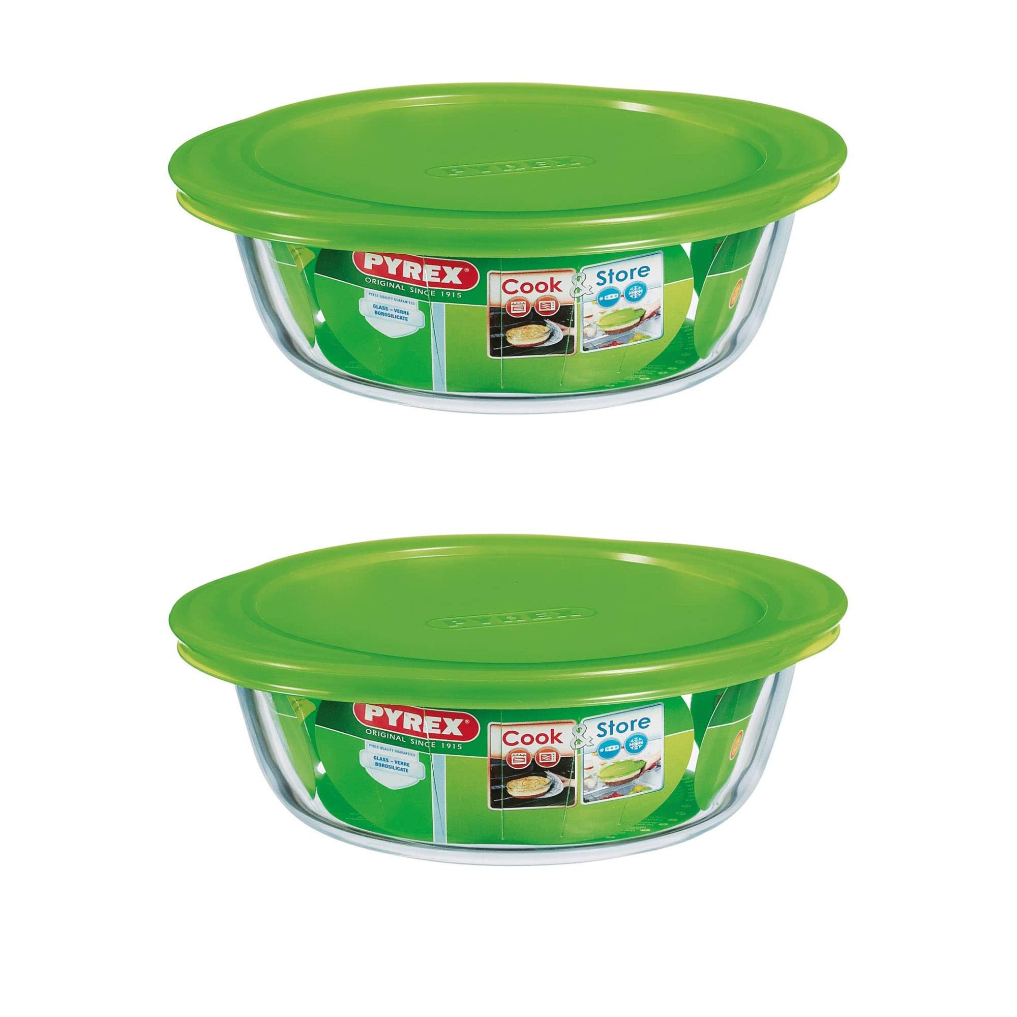 Pyrex Microwave Safe Classic Round Glass Dish With Vented Lid 2.3L