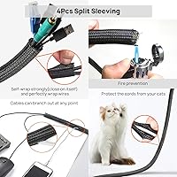 Vista 2 de Cable Management Kit - 4 Cable Sleeve, 57 Self Adhesive Cable Clips, 12 Hanging Strips, 12 Cable Organizer Straps and 100 Fastening Cable Ties for