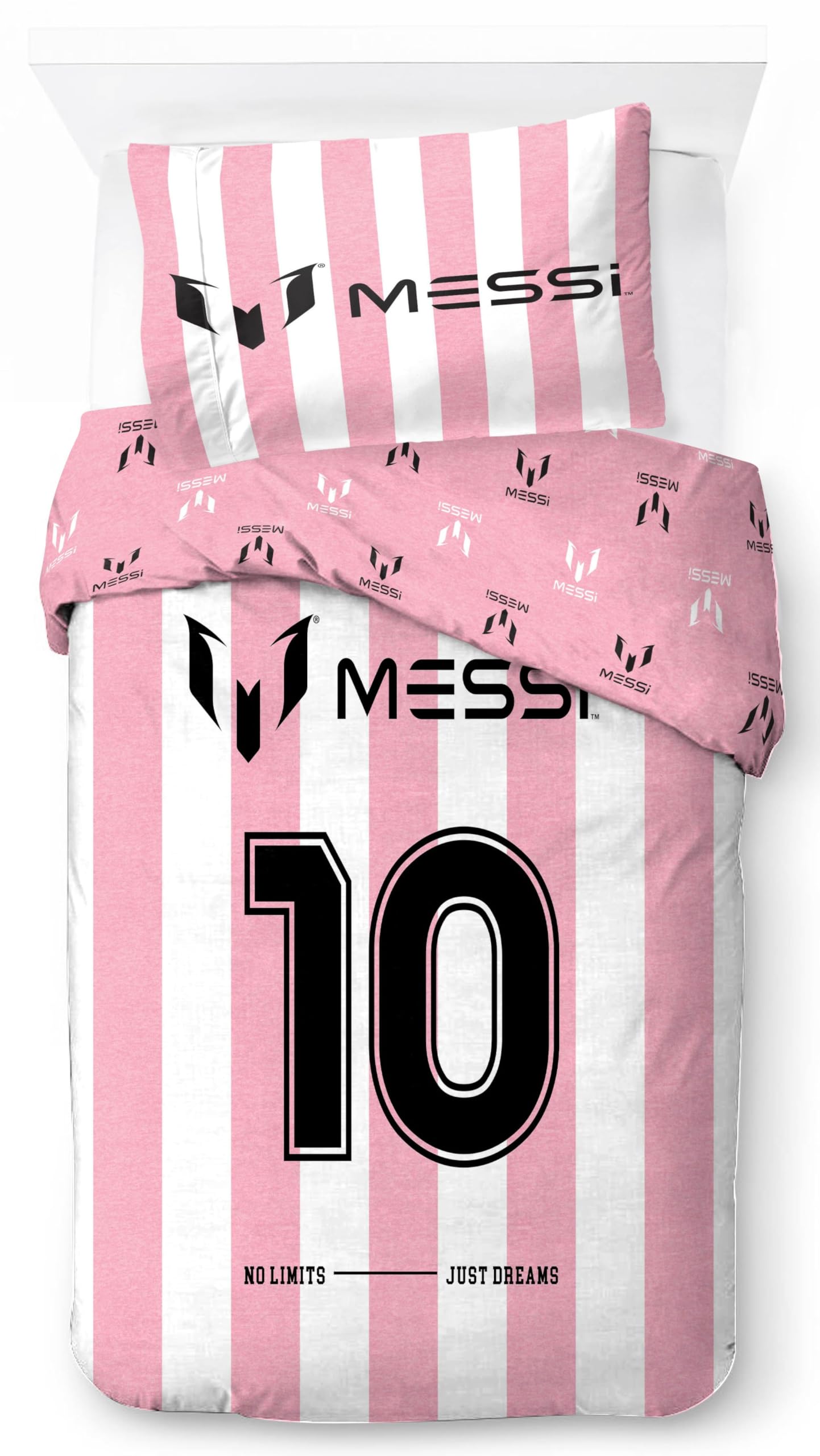 Parure de lit Messi rose idée cadeau idéale pour enfant fan de foot