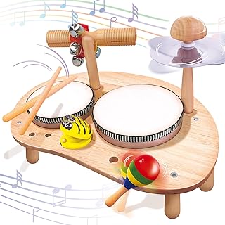 CozyBomB Kids Drum Set for Toddlers: Montessori Musical Instruments Set Toddler Toys - 7 in 1 Wooden Musical Kit Baby Sens...