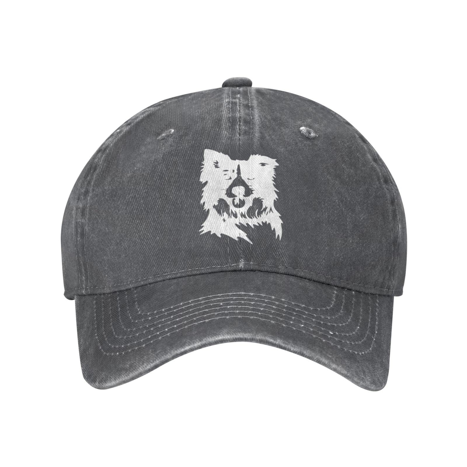 Lsjuee Unisex Deep Heather Border Collie Cowboy Hat Baseball Caps Adjustable Sports Golf Denim Casquette Cap Black