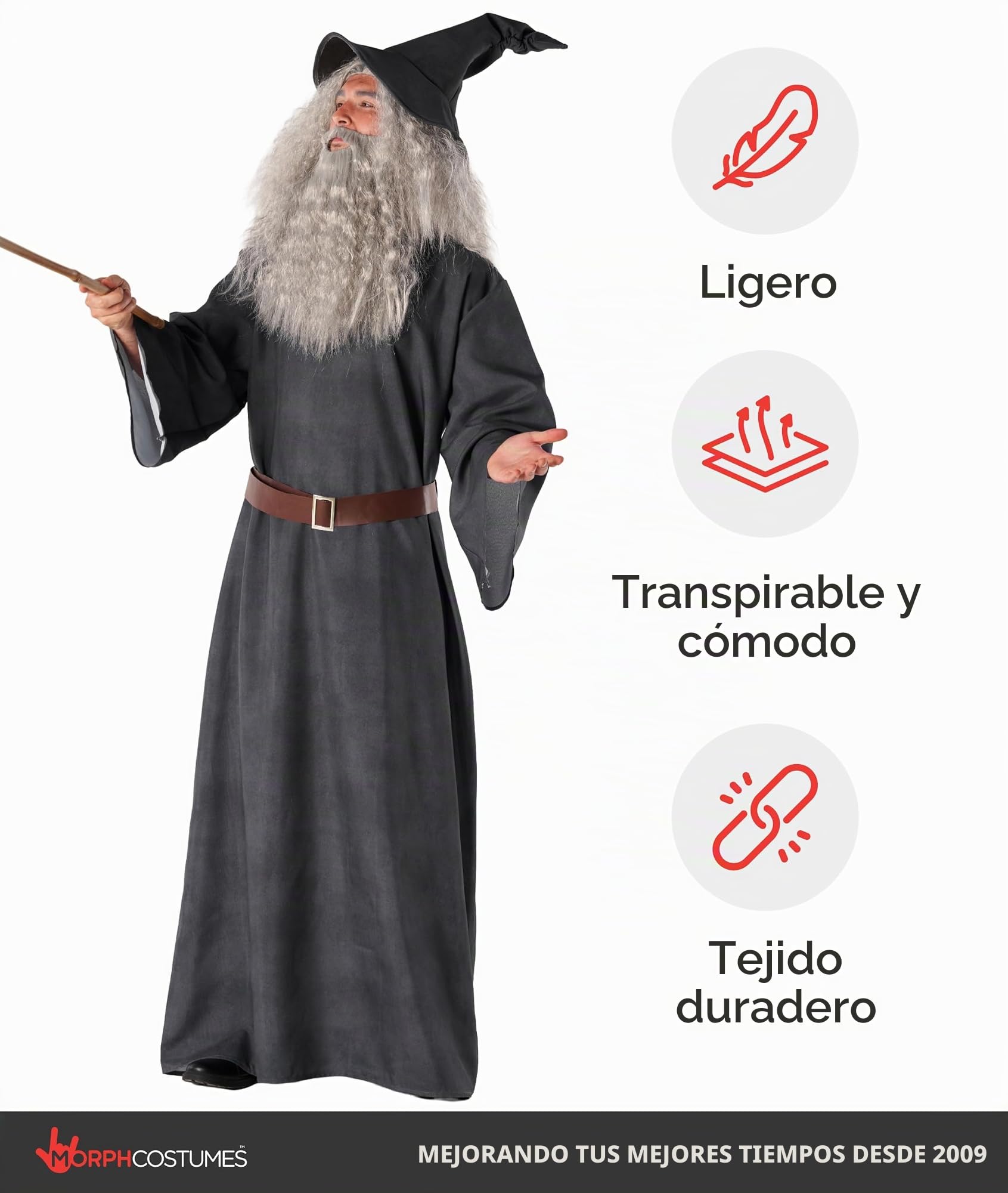 Morph Disfraz Mago Anciano Hombre, Disfraz Mago Halloween Hombre