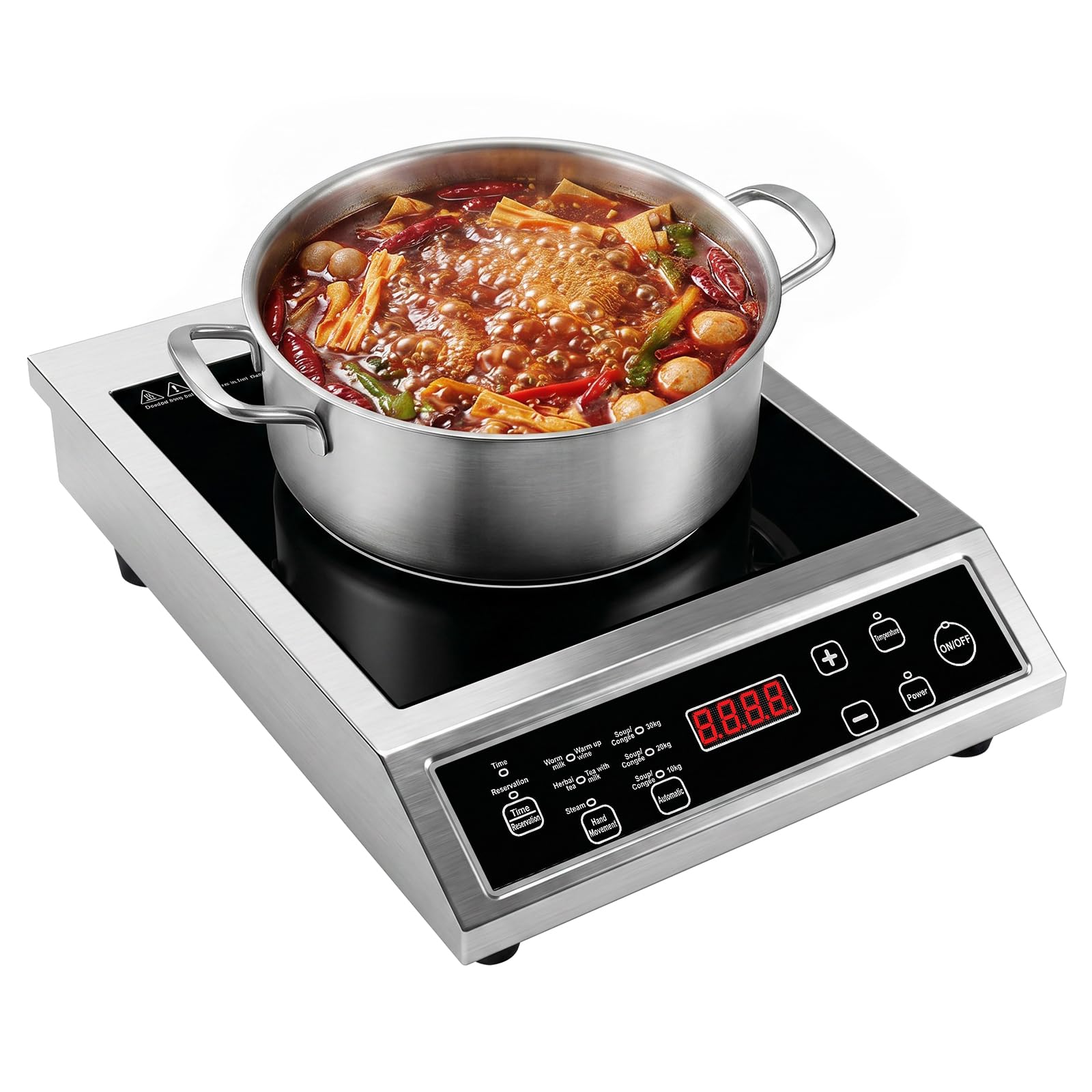 Placa de Inducción 3500W Portátil, Cocina de Inducción Individual con Control Táctil, 10 Niveles de Potencia y Temperatura, Temporizador 4 Horas, Uso Profesional