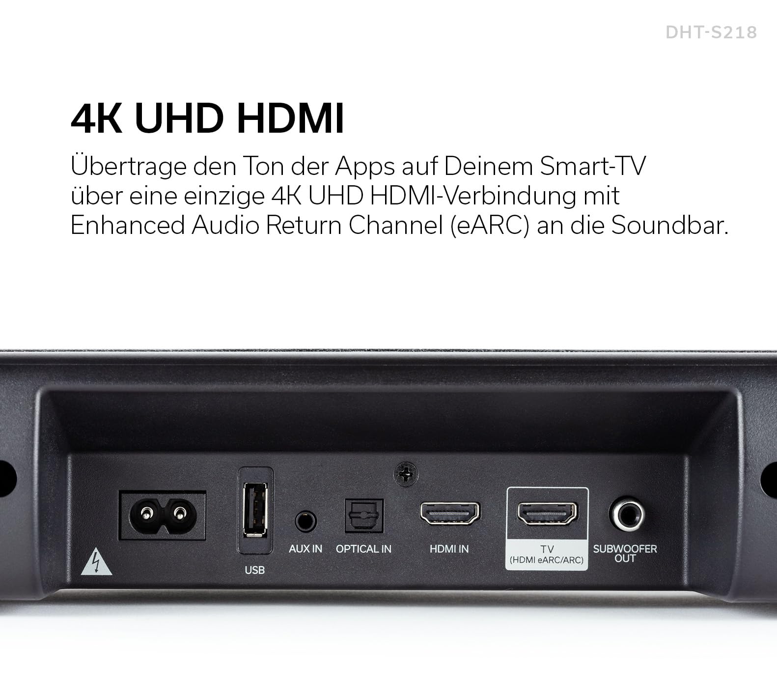 Denon DHT-S218 2.1 Soundbar mit integriertem Subwoofer, Dolby Atmos, HDMI eARC, Bluetooth LE Audio, Dialog Enhancer - Schwarz