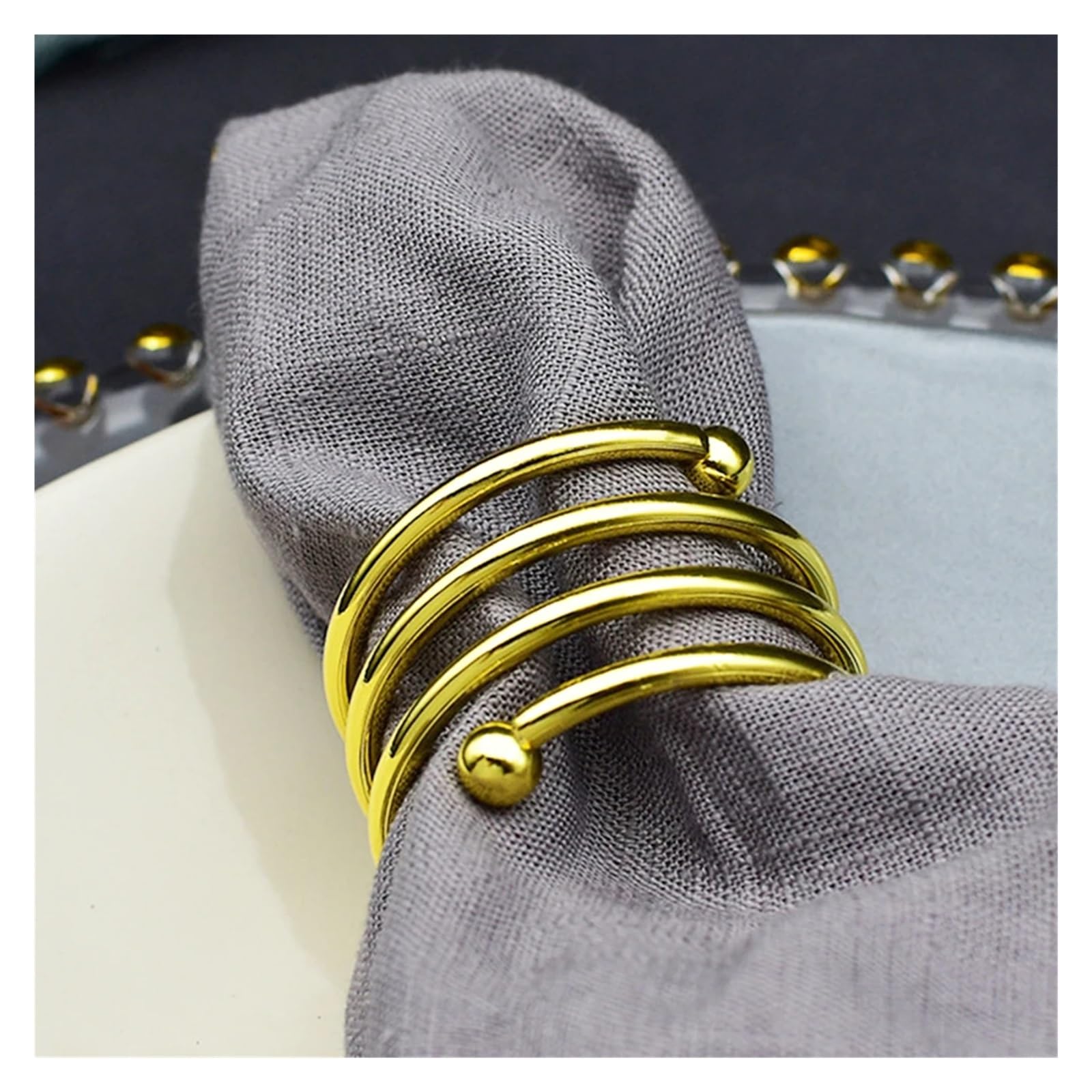 napkin rings Alloy Metal Napkin Ring for Wedding Table Decoration Pearl Holder Buckle Towel Rings Family Dinner Deco(B)