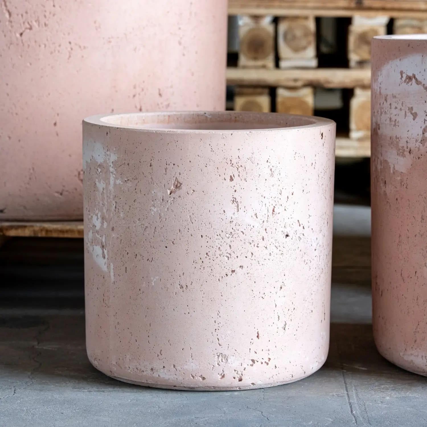 Jobu Concrete Plant Pot 20cm Pink Beige Terracotta