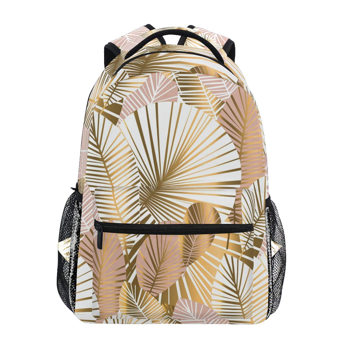Mnsruu Sac à Dos d'école de congé Tropical doré pour garçon, Fille, Sac de Voyage, Sac de Voyage, Cartable, Taille unique