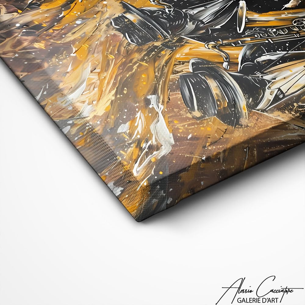 Alessio Cacciatore Decorazione da parete Jazz - Deco da parete Jazz - Stampa su tela Musica - Deco Studio musicale - Quadro astratto contemporaneo - Idea regalo sulla musica (40 x 30 cm)