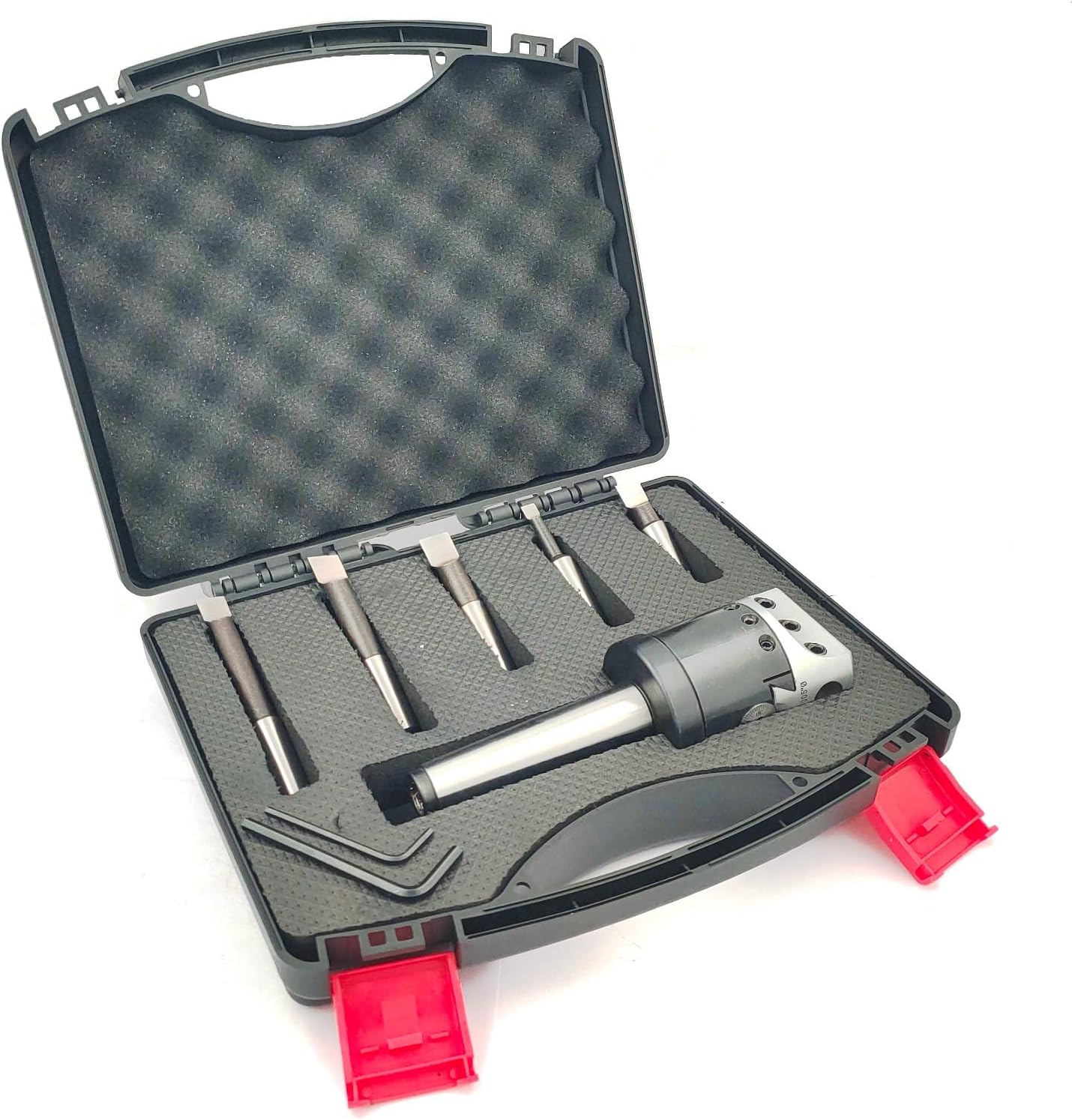 Boring Head 2" for Milling & Lathe Machine 1 Div: 0.0005" & 5 Pcs HSS Boring Bars ((MT3 Shank (M12 x 1.75 Drawbar))