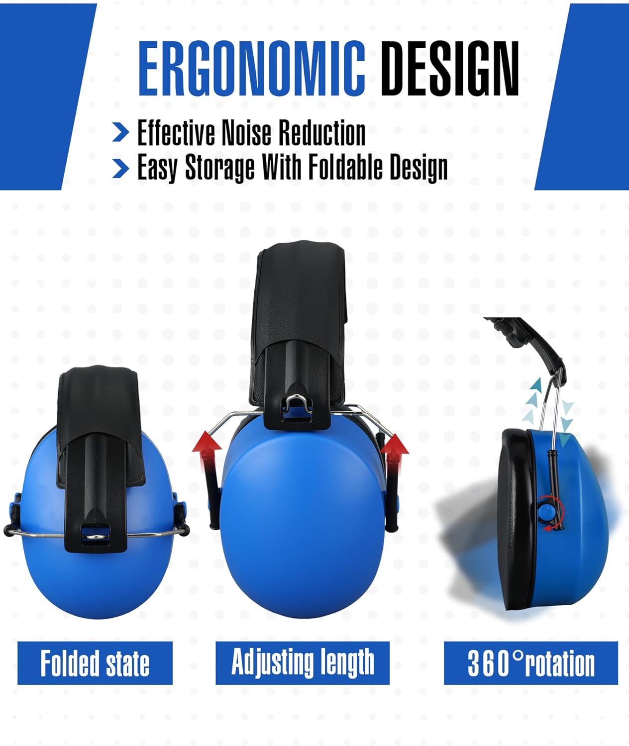 12 Pcs Hearing Protection Ear Muffs NRR 28dB Noise Reduction Headphones Shooting Ear Protection Earmuffs(Blue) - Image 4