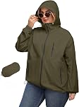 Avoogue Plus Size Womens Rain Jacket with Hood Waterproof Raincoats Lightweight Packable Outdoor Trench Coat XL-5XL
