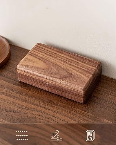 Miniatura 6 de Joyero de madera pequeño, joyero de madera de nogal delicado, regalo ideal para hombres y mujeres, organizador de joyas de viaje portátil