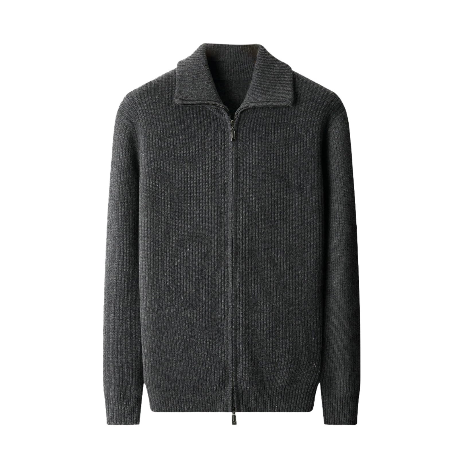 Cárdigan de punto de cachemira con cremallera para hombre de mediana edad para otoño e invierno
