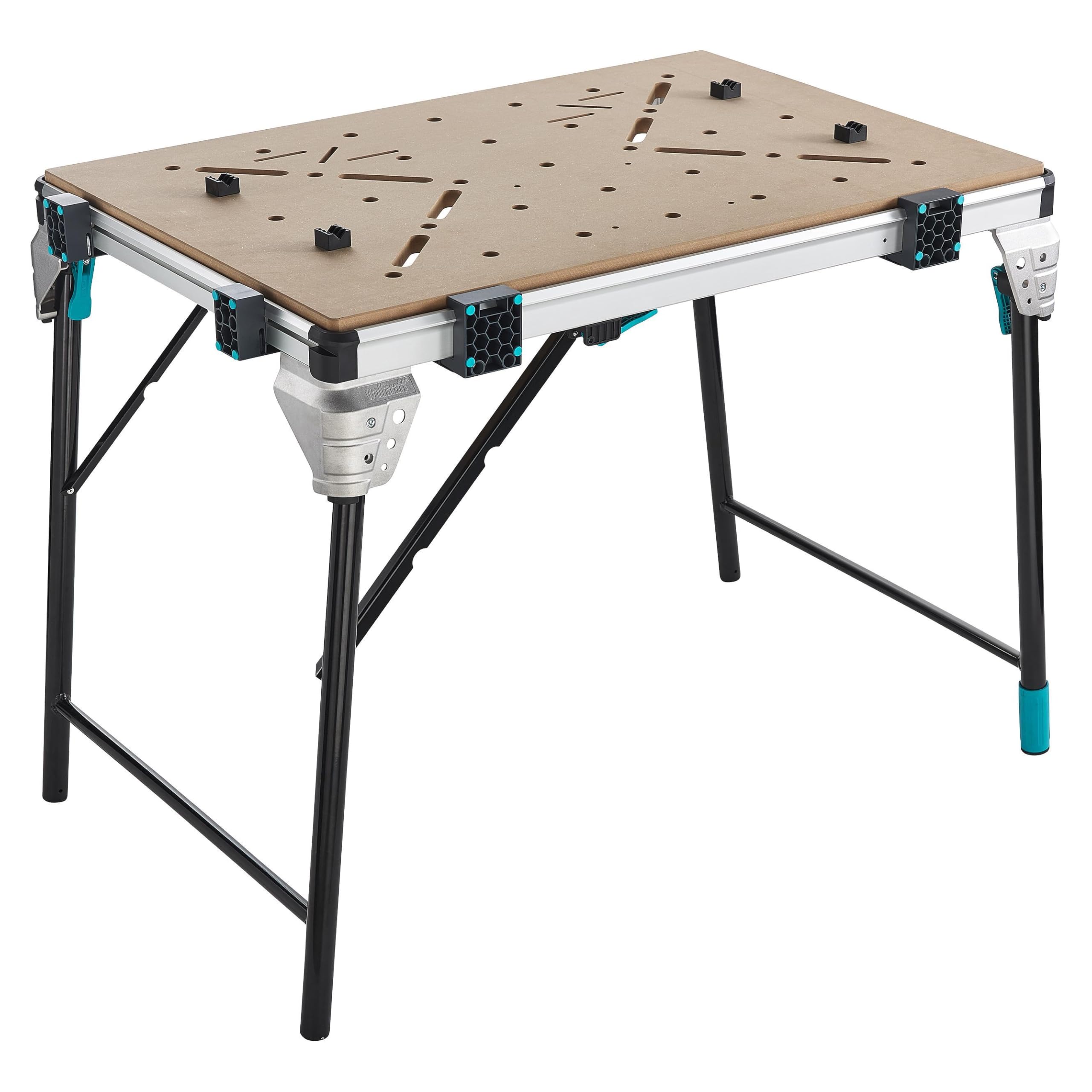 wolfcraft Master Work 1600 - Werkbank - mobiler klappbarer Arbeitstisch für Werkstatt & Baustelle - höhenverstellbarer Fuß - Maße 1035 x 695 mm - Tragfähigkeit 125 kg - Made in Europe - 6909000