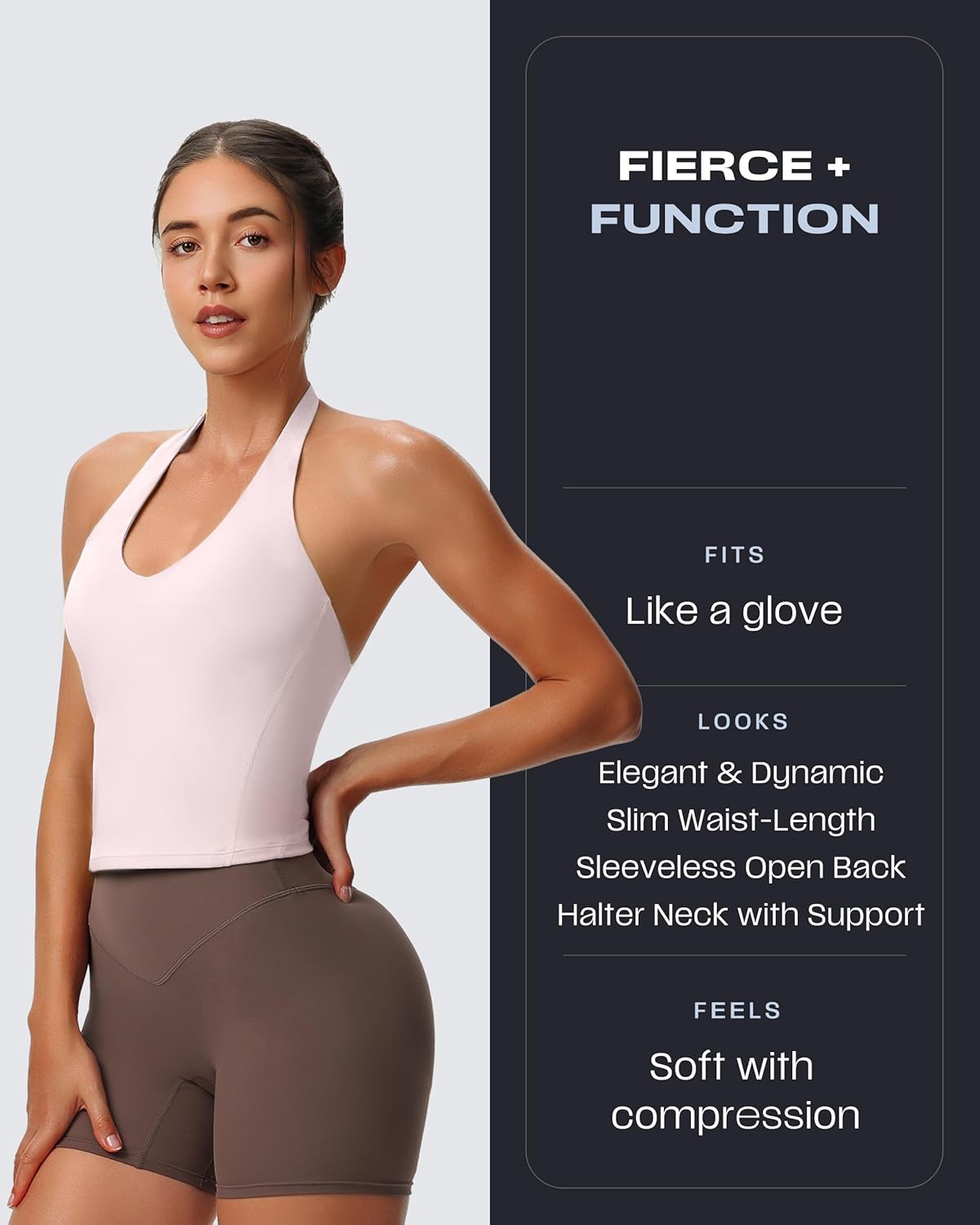 Aoxjox Women's Sleeveless Hailey Halter Tank Tops Workout Athletics Gym Yoga Curve Longline Crop Top