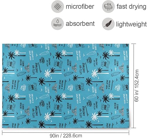 Miniatura 3 de Surfboards Palm Tropical Trees Waves and Slogan Manta ultrasuave para sofá, acogedora manta de franela de otoño para adultos y niños, manta de viaje