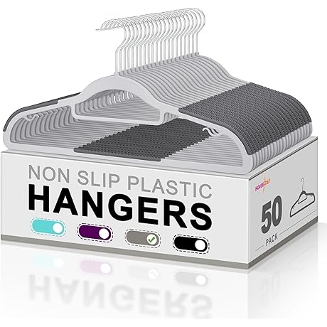 50 Pack Plastic Hangers with Non-Slip Surface