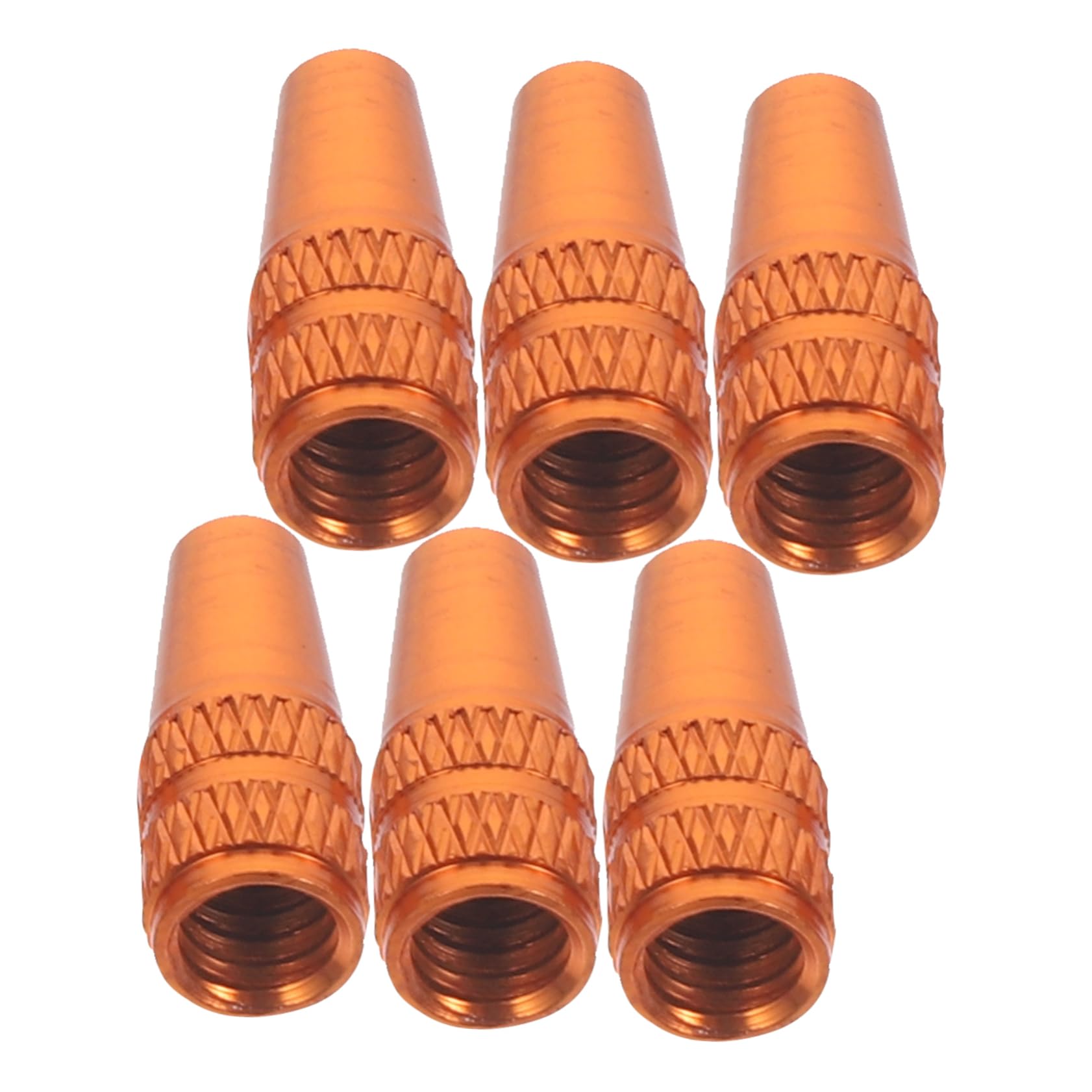 Toyvian 6pcs Aluminum Alloy Bike Caps for Road and Mountain Orange Anodized Valve Easy Installation Tyre