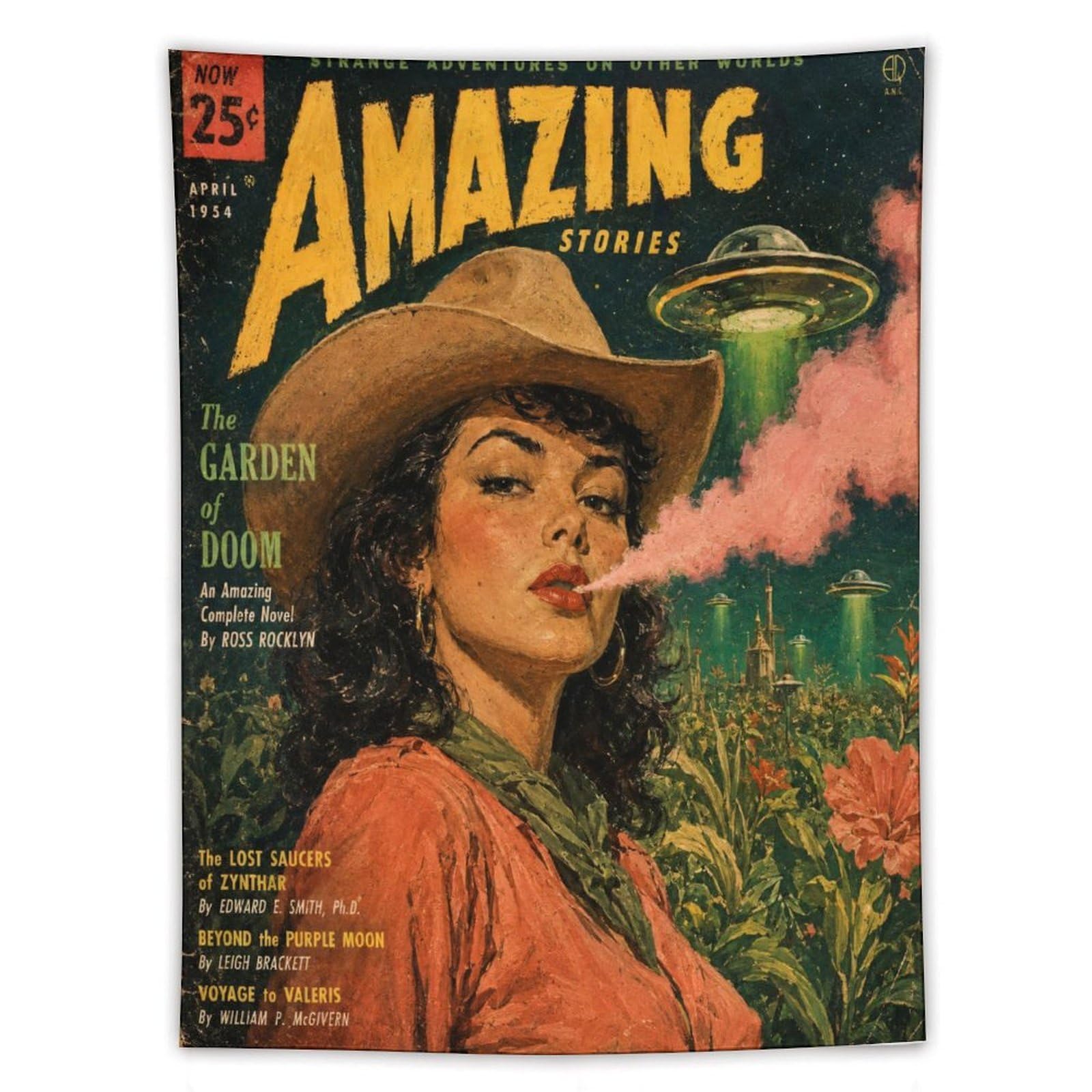H3B8U2Y5 Cowgirl Western Stories Wall Tapestry, Vintage Poster, Sofa Area