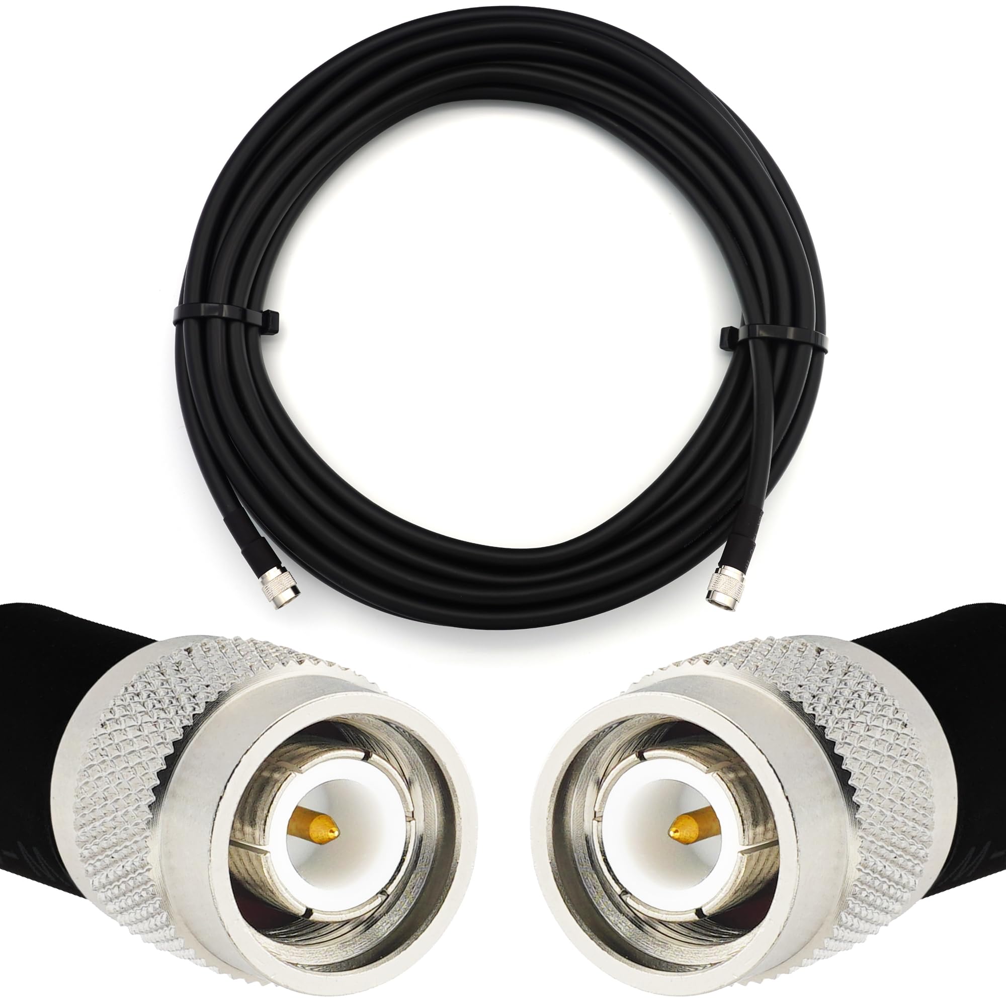 20m TNC maschio a TNC maschio Prolunga coassiale flessibile HF400 interamente in rame da 50 Ohm (equivalente a LMR400 UF UltraFlex) — per antenna RF/radio HAM/CB/wireless