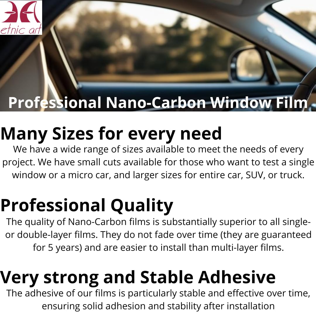 Film occultant pour vitres de voiture, nano-carbone, qualité professionnelle, dimensions grandes, petites tailles, anti-rayures, pare-soleil, anti-reflets, thermoformant, adhésif, pour fenêtres de