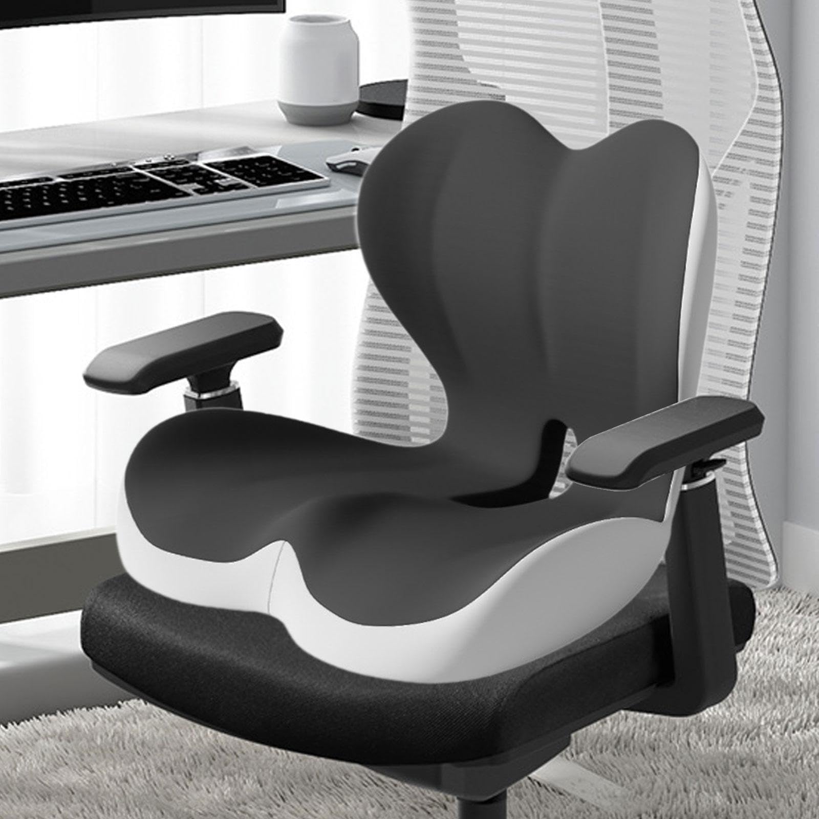 Cuscino per Sedile Ortopedico Con Fondo Antiscivolo E Una Fodera Rimovibile, Cuscino Ergonomico per Supporto Lombare E Coccige in Schiuma a Memoria Di Forma Adatto per Ufficio E Auto, Grigio
