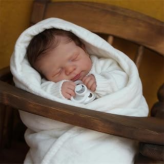 Anano Reborn Baby Dolls Girl Pascale 18" Realistic Newborn Baby Dolls with Soft Cloth Body, Lifelike Sleeping Baby Dolls Birthday Gift Set for Kids Ages 3+, White