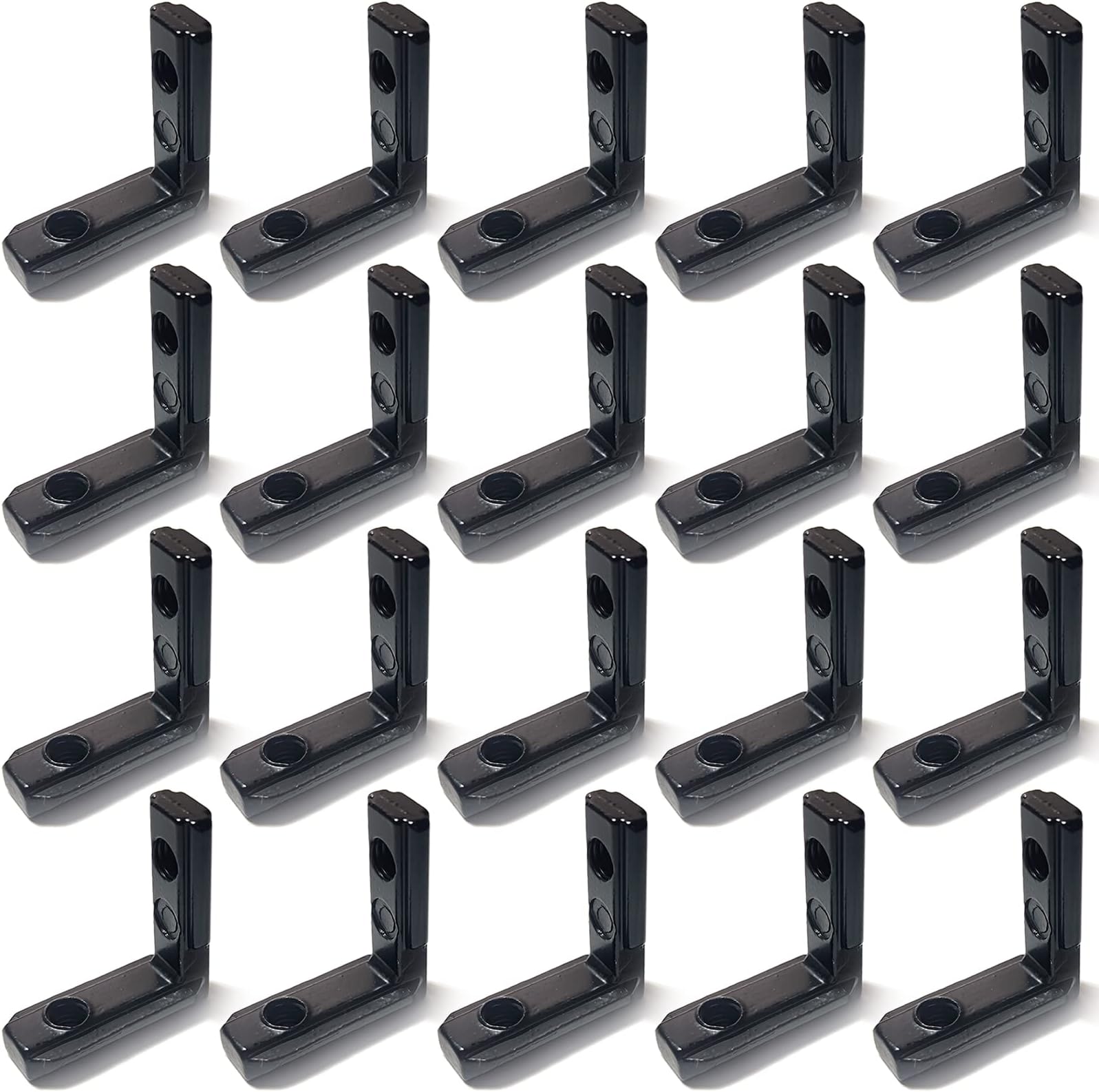 20Set Black 2020 Series T Slot L-Shape Interior Inside Corner Connector Joint Bracket with Screws and Wrench for 6mm T Slot Aluminum Profile Extrusion Accessories