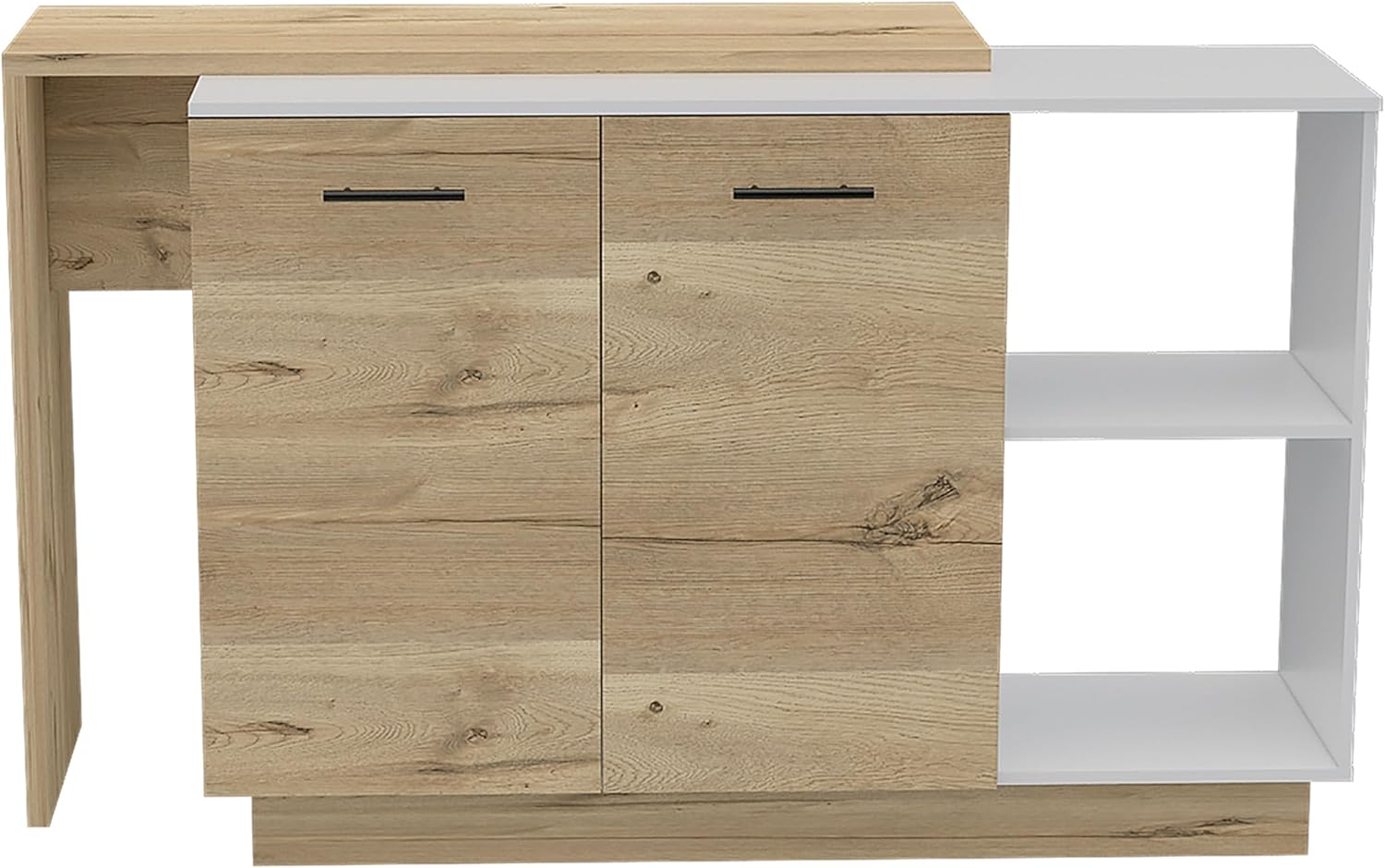 Tuhome Sicilia Kitchen Island with Two External Shelves, Double Door Cabinets, Three Interior Shelves, Ideal for Kitchen, Dining, and Storage Solutions