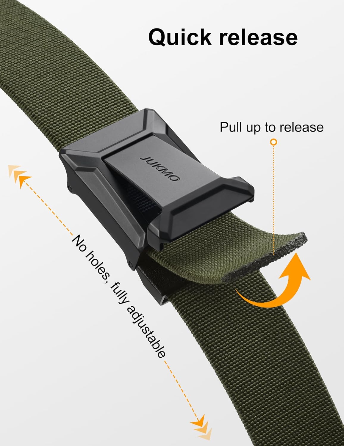 JUKMO Stretch Tactical Belt for Men, Military Work Rigger Hiking 1.5" Elastic Nylon Web Ratchet Quick Release Belt - Image 2