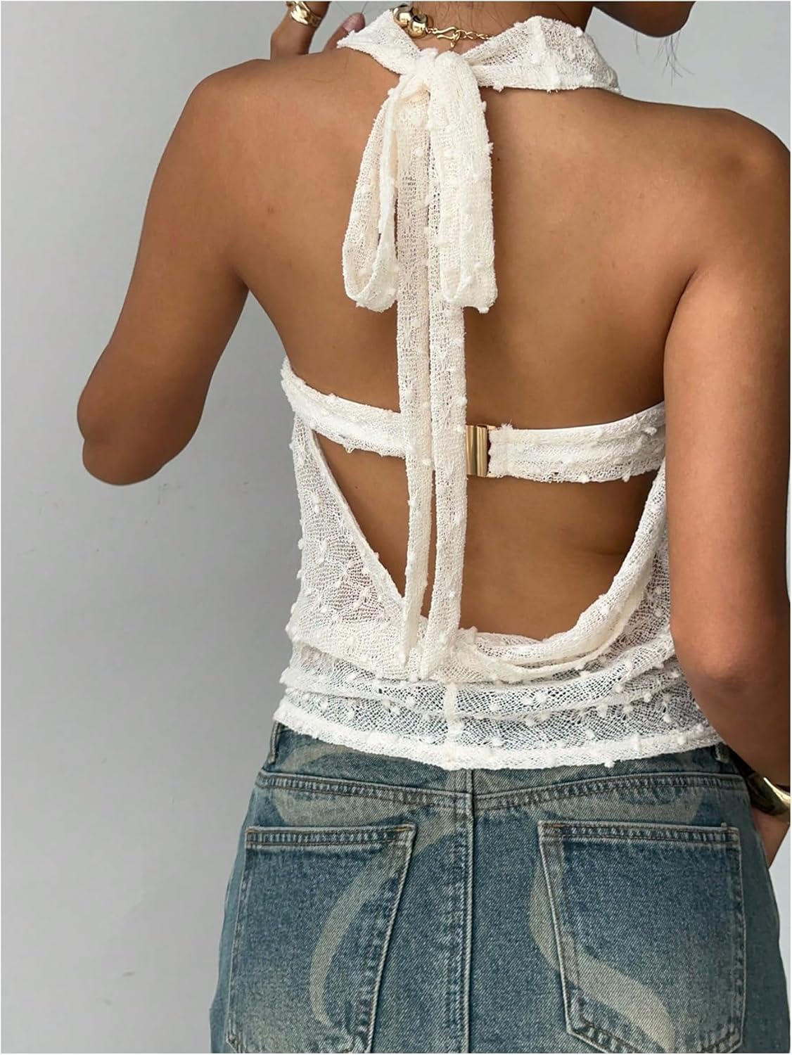 SweatyRocks Women's Rave Going Out Tops Sexy Draped Cowl Neck Halter Top Y2K Clubwear - Image 2