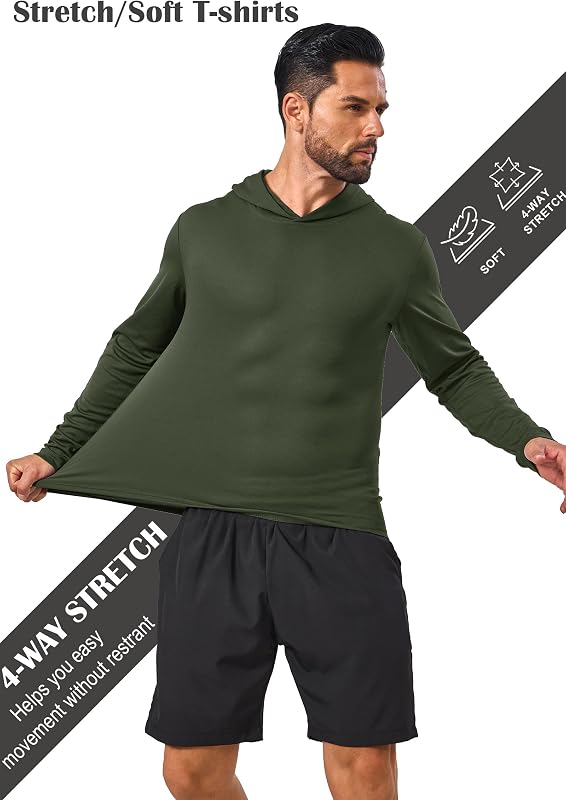 Suitswinew 5 Pack Sun Protection Hoodie for Men UV Long Sleeve Shirts Quick Dry Lightweight Work Athletic Rash Guards image 5