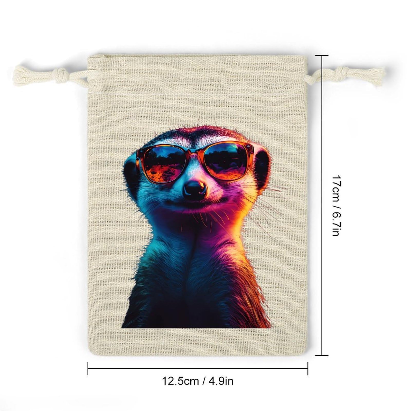Cool Meerkat 8 Pack Small Gift Bags Cotton And Linen Drawstring Pockets Sachet Bag for Party Home Supplies