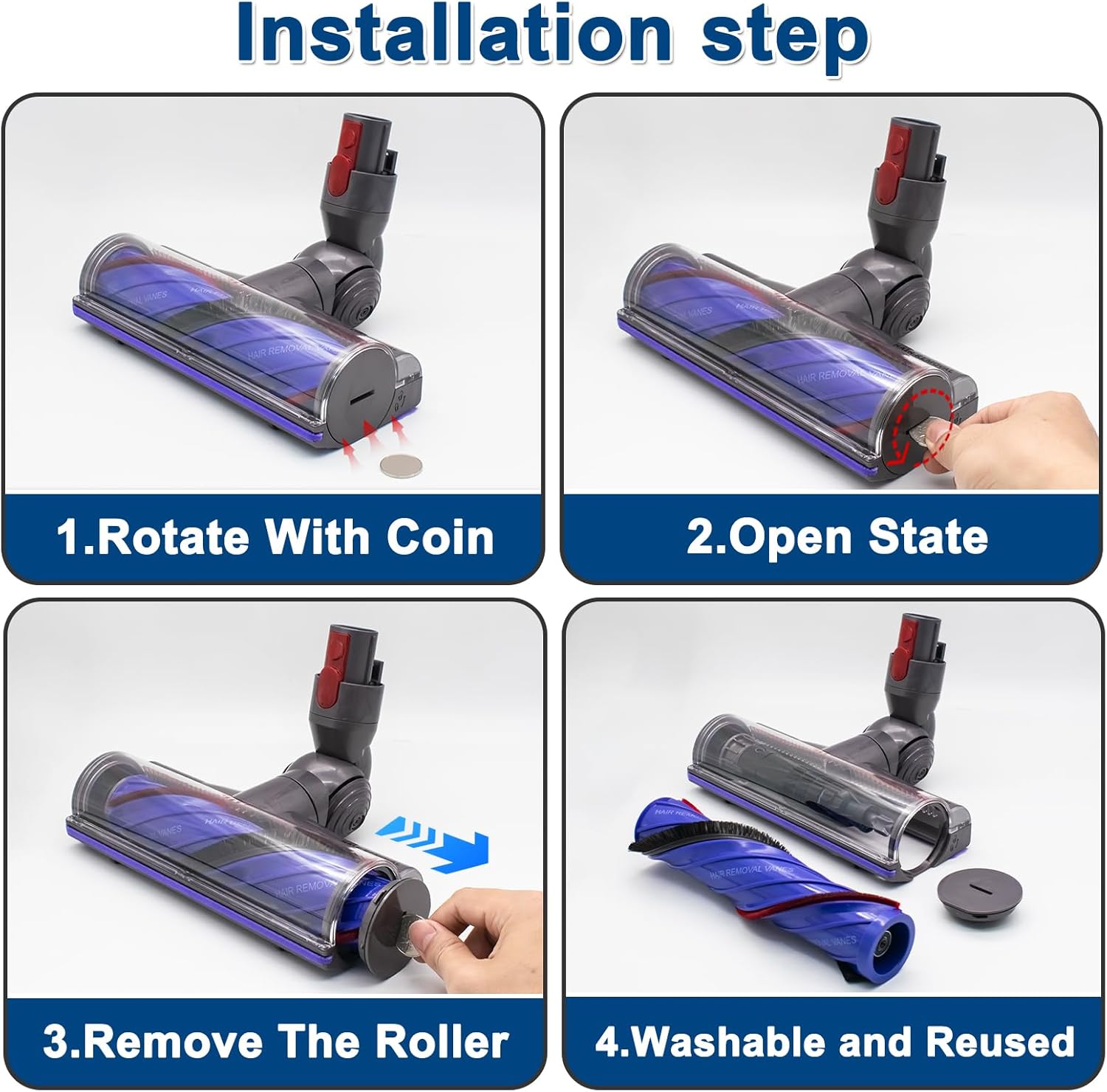 Upgraded Anti-Tangle Quick-Release Motorhead Cleaner for Dyson V7 V8 V10 V11 V15 Vacuums Models Cleaner Head Dyson SV10 SV11 SV12 SV14 Replacement Part Electric Head for Hardwood Floor Carpets