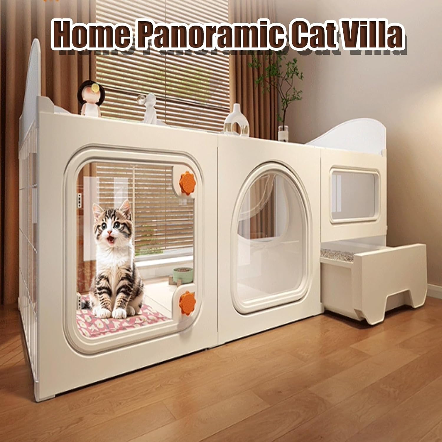 Spacious Indoor Cat Cage with Integrated Litter Box, Perfect Enclosure for 1-2 Cats, Versatile for Indoor and Outdoor Use, Safe & Comfortable Habitat