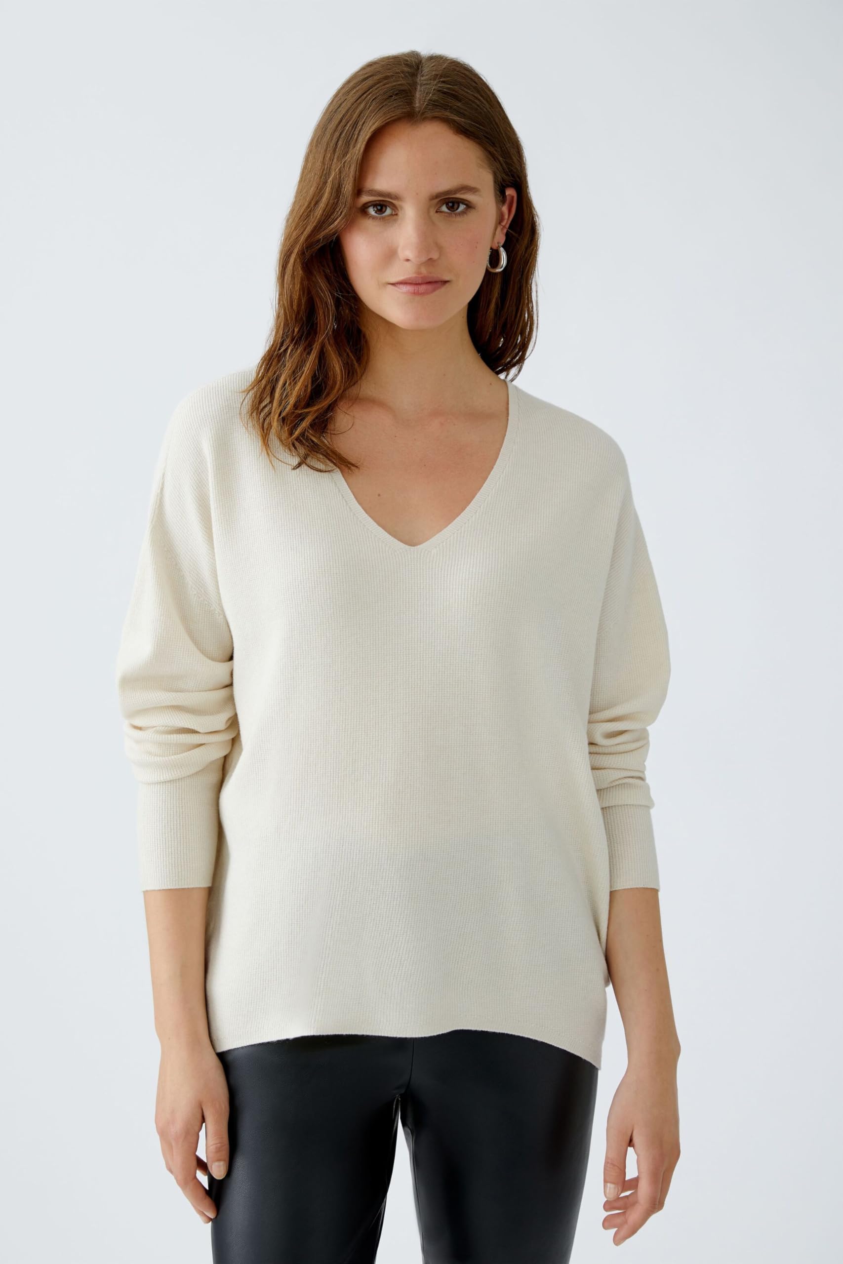 Oui Damen Pullover FREYJA Viskosemischung oversized geschnitten Uni