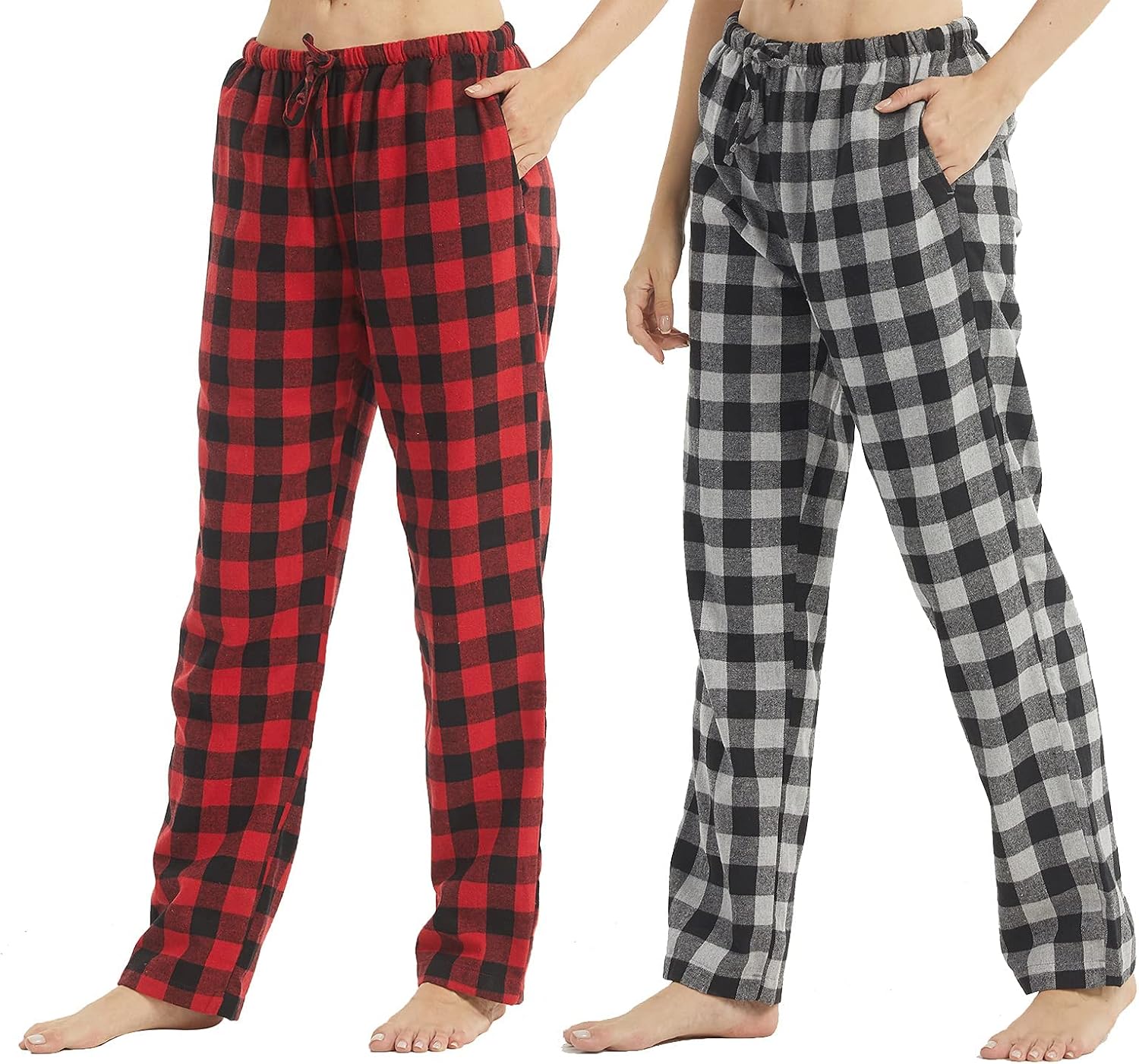 1-2 Pack Womens Flannel Pajama Pants Loungewear for Women Plaid Pajama Bottoms Soft Lounge Pj Pants Cotton Sleepwear