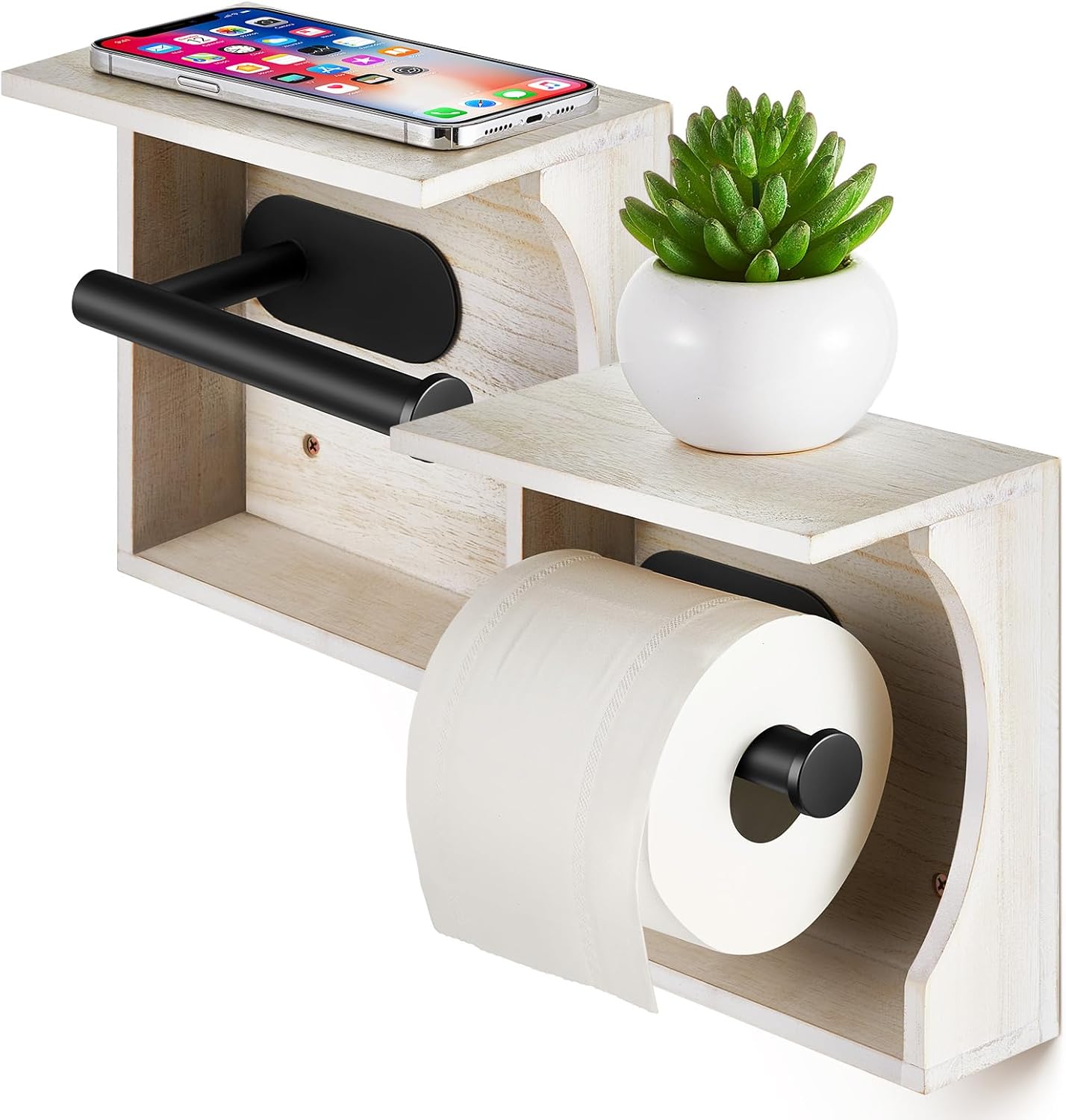 Amazon.com: Mifoci 2 Pcs Farmhouse Toilet Paper Holder with Shelf ...
