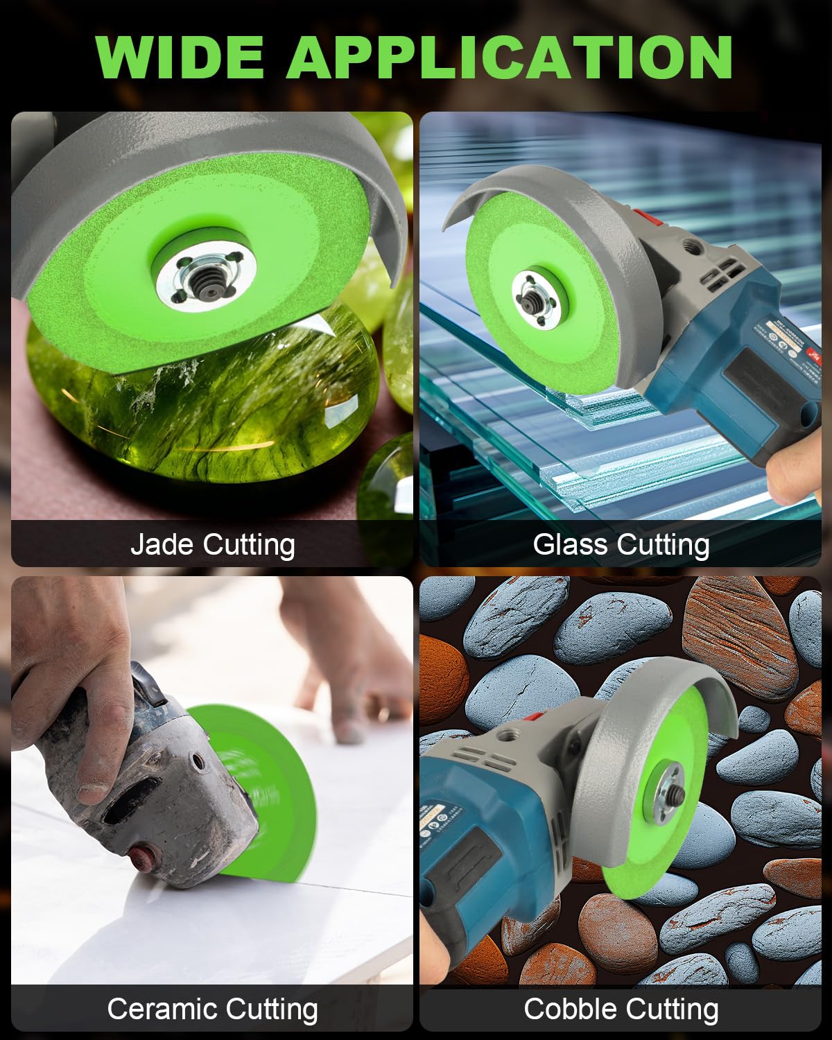 10 discos de corte de vidrio para amoladora angular, disco de corte de diamante de cerámica de vidrio de 4 x 7/8 pulgadas, disco de corte ultrafino para vidrio, jade, cristal, botellas de