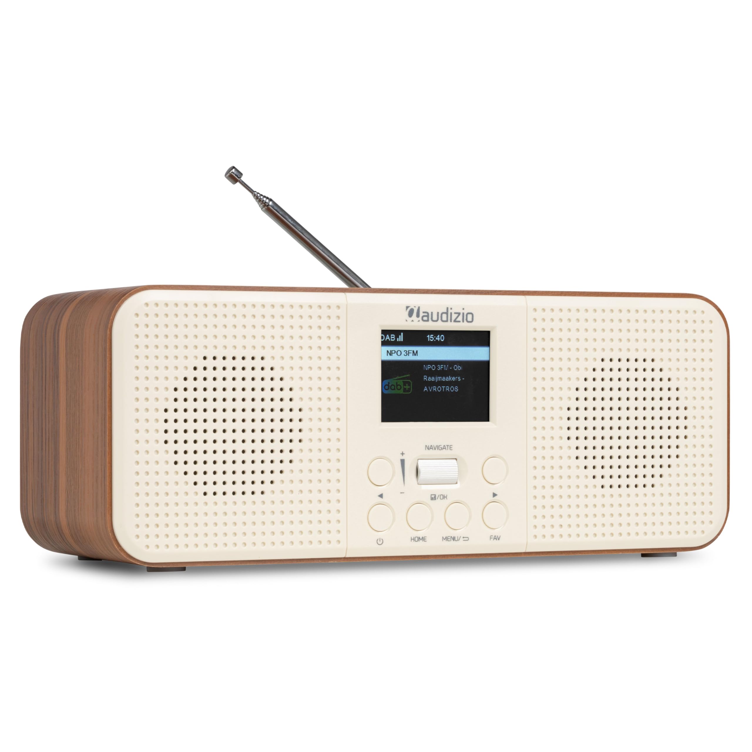 Audizio Bucine Radio Internet WiFi Dab+ FM BT 40W, Radio Numérique Stéréo avec Écran Couleur, Télécommande, Alarme Et Minuterie, Design Crème Élégant Maison
