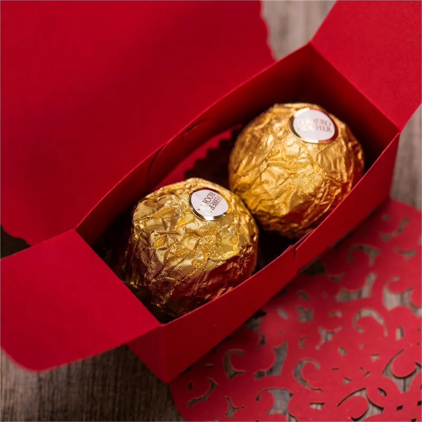 Scatoline Portaconfetti 10/50/100pcsWhite Red Gold Blue Champange Wedding Candy Box with Ribbon Sweets Candy Favors Bags Boxes Birthday(Brown2,9.7X7.5X3.2CM_50PCS)