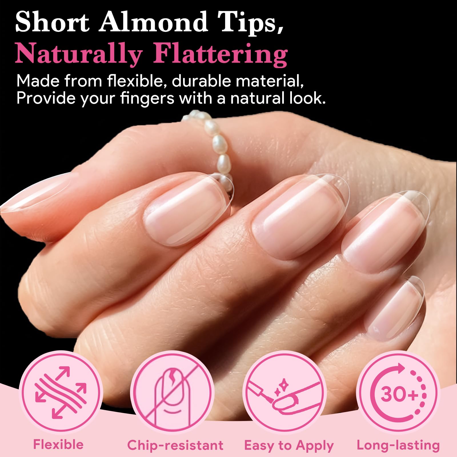 QIEK 510PCS 15 Sizes Short Almond Nail Tips for Gel Extensions Half Matte Clear Acrylic Soft Gel X Full Cover Tips Pre-shaped Press On Nail for Home DIY and Art Salon - Image 3
