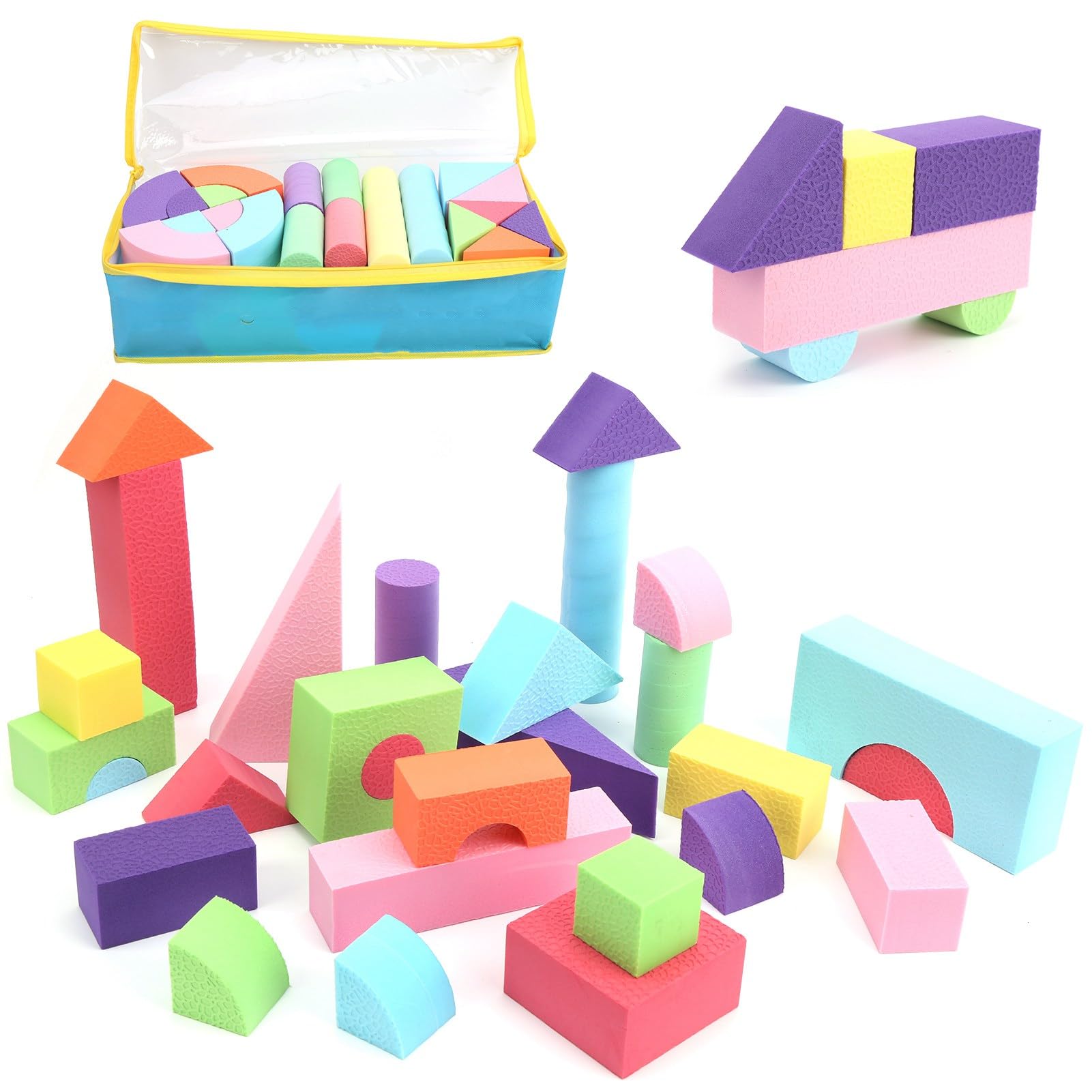 Blocchi di Costruzione in Schiuma EVA Giocattoli Educativi da Costruzione Impilabili Multicolori per Bambini S