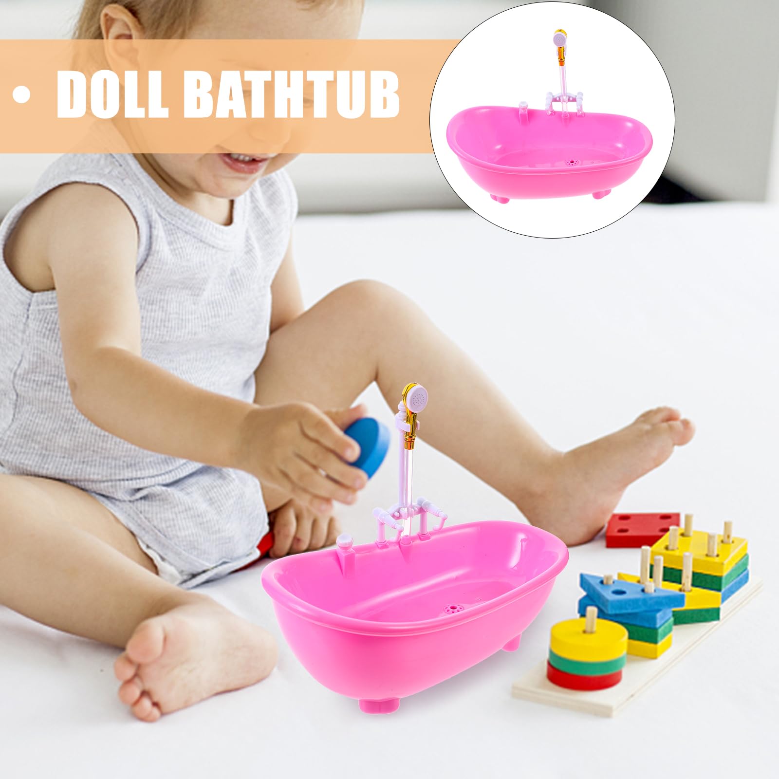 TOYANDONA Toy Bathtub for Dolls Electric Water Spraying Doll Bathtub, Shower and Faucet Really Work - Image 4