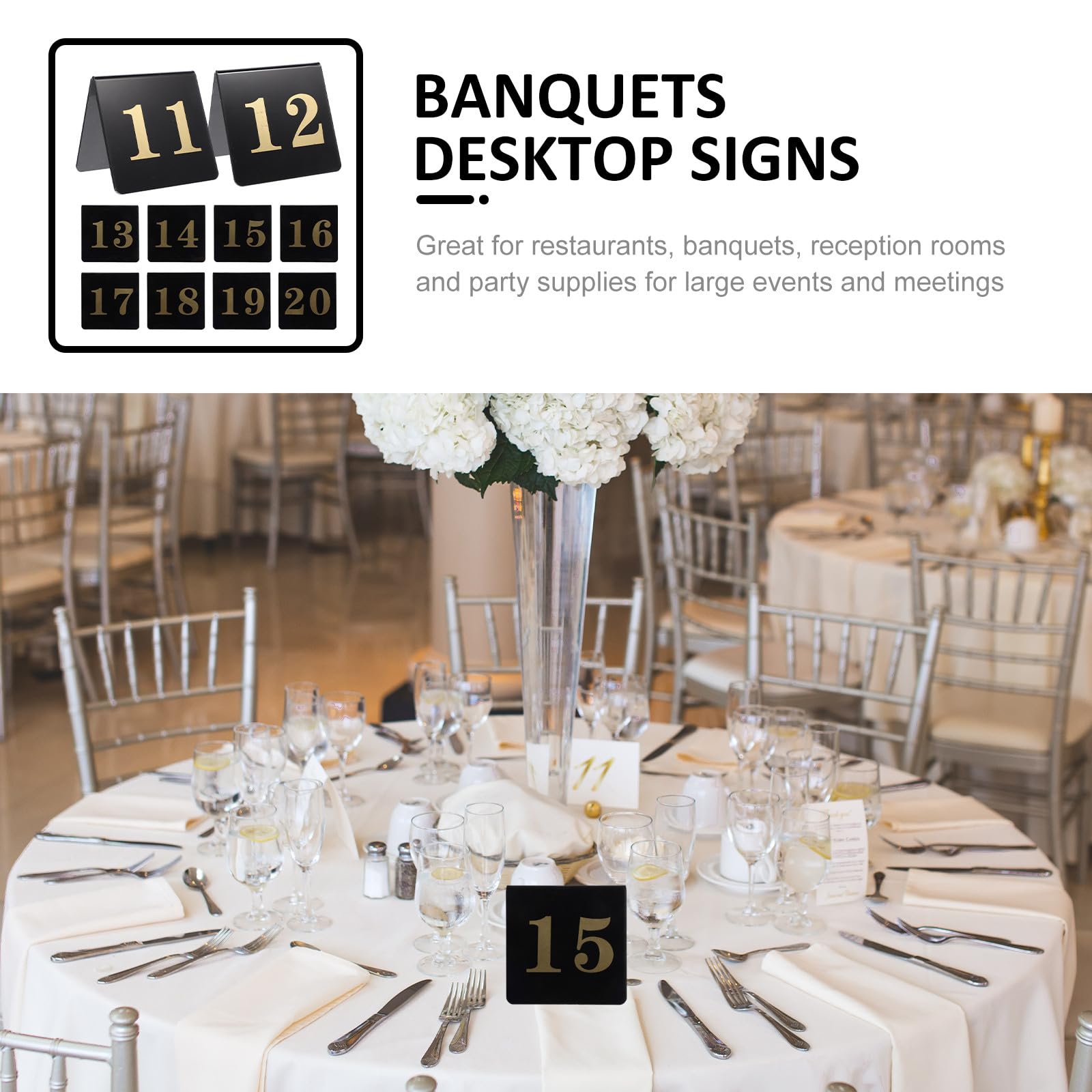 Cartelli Numerici da Tavolo in Acrilico 10 Pezzi per Segnaposto in Occasione di Banchetti, Matrimoni e Eventi Speciali Design Elegante