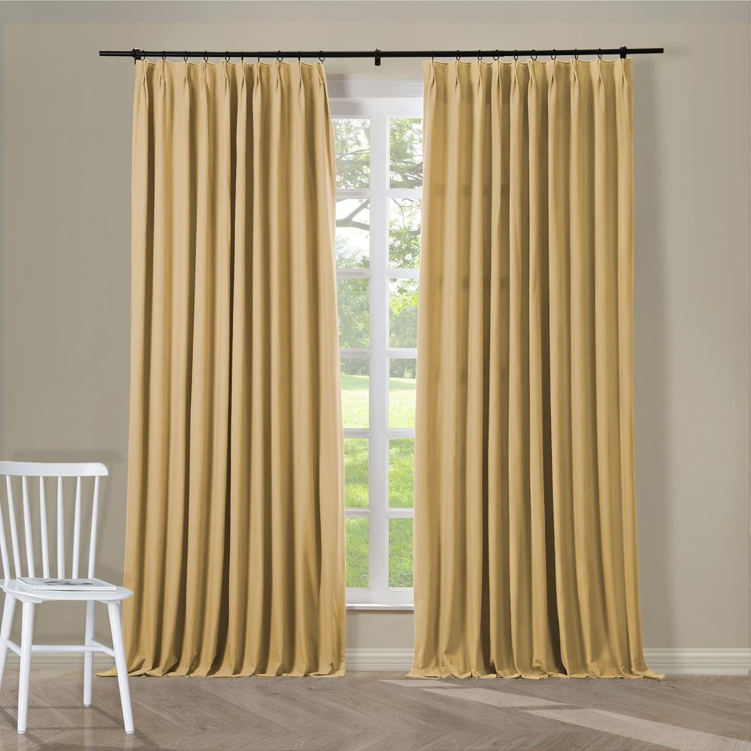 ChadMade 100% Cotton Canvas Curtain 72 Inches Long Light Reducing Pinch Pleated Curtain for Girls Room Kids Room Lightweight Window Treatment Drape (50Wx72L, 1 Panel, Oatmeal)
