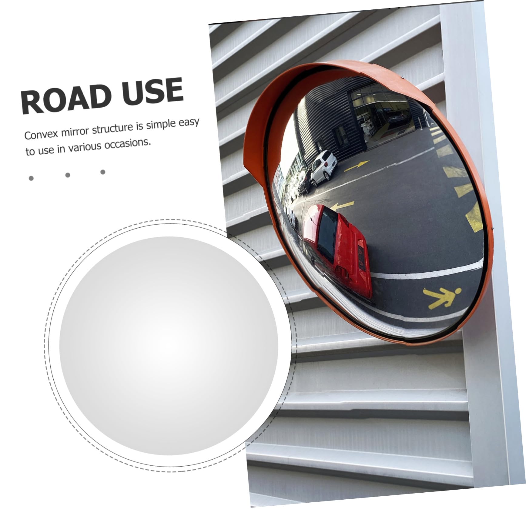 Gatuida Espejo de Seguridad Convexo Ligero de Plástico Color Plata Amplio Campo de Visión para Carreteras y Almacenes, Diseño Compacto y Resistente