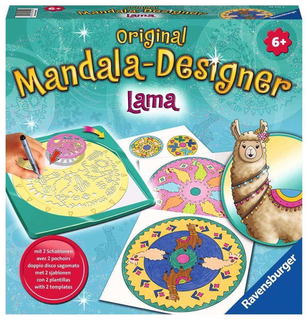 Coffret Mandala Designer Ravensburger – Thème Lama – Pochoirs, Feutre, Crayons – Dès 6 Ans – Version Française