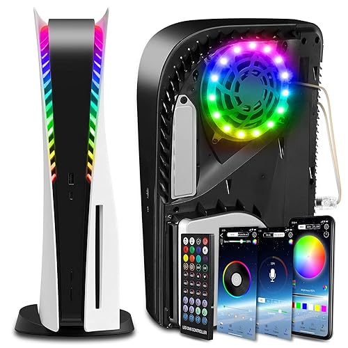 SIKEMAY Kit de tira de luz para consola PS5, luz LED PS5 RGB con 8 colores 400 efectos de luz compatibles con edición digital y disco, accesorios de
